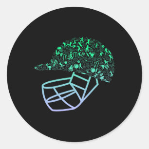 Cricket Helmet For Cricketer Boys Cricket Classic Round Sticker