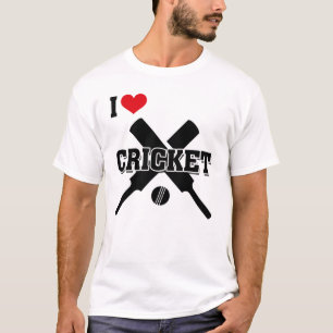 Cricket, I Love Cricket, Crossed bats and ball, T-Shirt