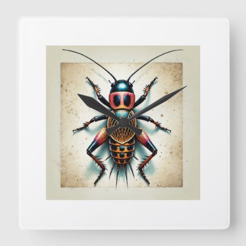 Cricket in Nature 210624IREF124 _ Watercolor Square Wall Clock