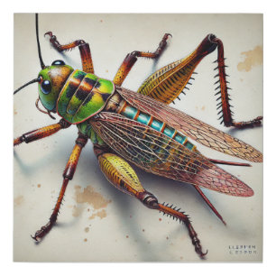 Cricket in Watercolor 071124IREF246 - Watercolor Faux Canvas Print