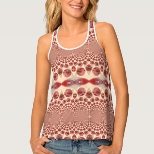 Cricket Kaleidoscope Enthusiasts Red Leather Ball Tank Top