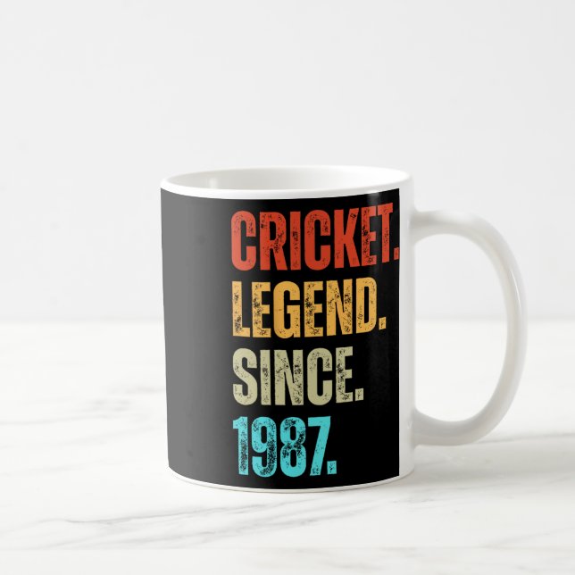 Cricket Legend Since 1987 Retro Birthday  Coffee Mug (Right)