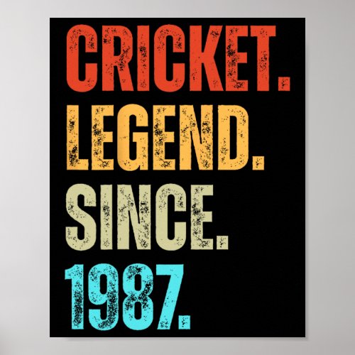 Cricket Legend Since 1987 Retro Birthday  Poster