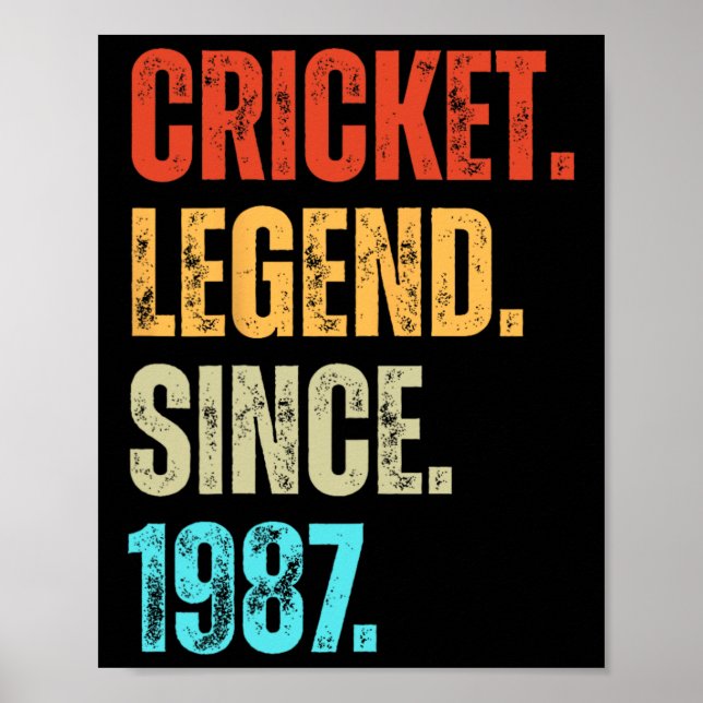 Cricket Legend Since 1987 Retro Birthday  Poster (Front)