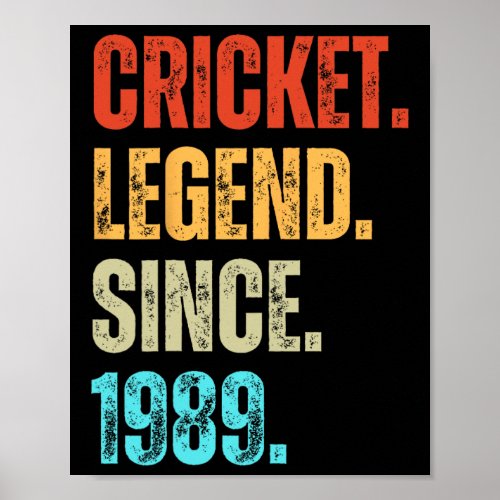 Cricket Legend Since 1989 Retro Birthday  Poster