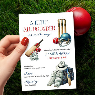Cricket Little All Rounder Couples Baby Shower Invitation