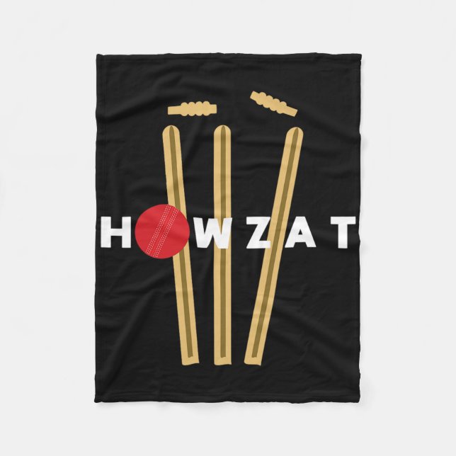 Cricket Ll Wickets Bowler Funny Out Shouting Sloga Fleece Blanket (Front)