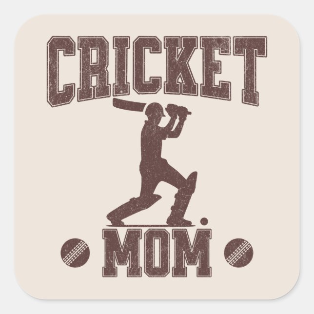 Cricket Mom Sports Enthusiast Cricket Lover Mother Square Sticker (Front)