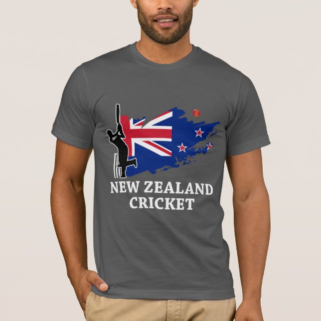 Cricket New Zealand Flag Black Caps T-Shirt (Front)