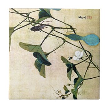 Cricket On A Vine Japanese Woodblock Art Ukiyo-e Tile by VintageAsia at Zazzle