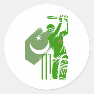 cricket pakistan bleed green classic round sticker