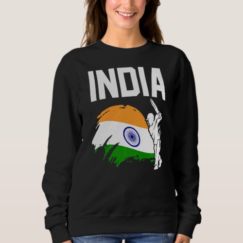 Cricket  Patriotic Indian Players Flag Of India Sweatshirt
