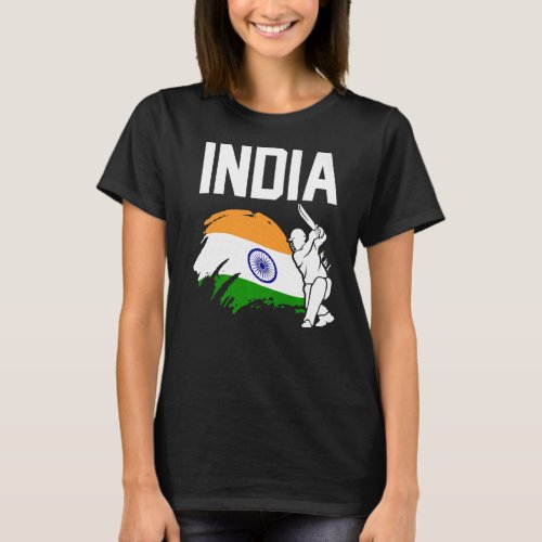 Cricket  Patriotic Indian Players Flag Of India T_Shirt