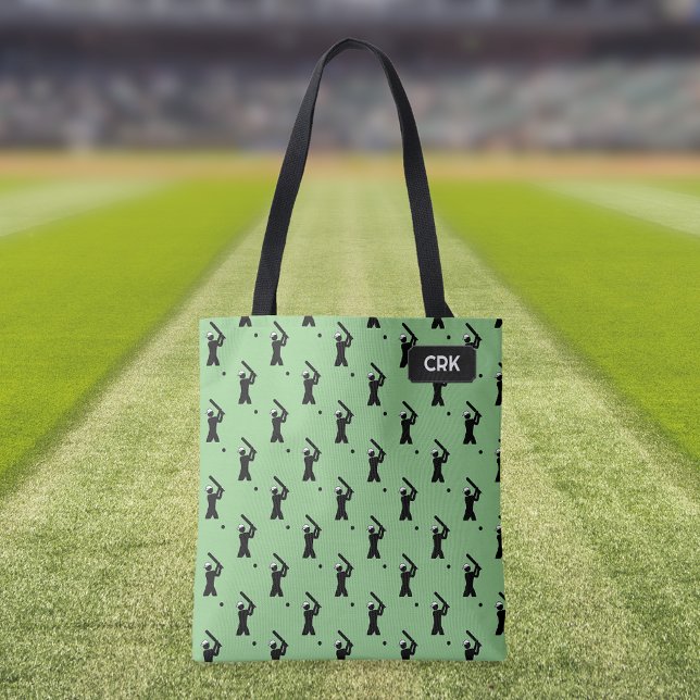 Cricket Pattern - Player Batting - your initials Tote Bag (Creator Uploaded)