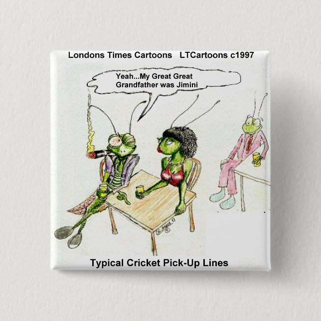 Cricket Pick-Up Lines Funny Pinback Button (Front)