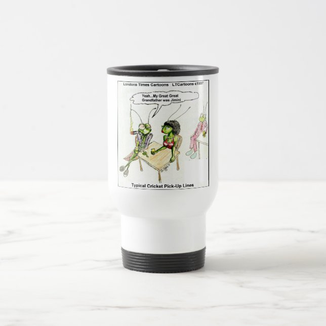 Cricket Pick-Up Lines Funny Travel Mug (Center)