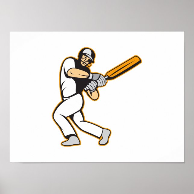 Cricket Player Batsman Batting Poster (Front)