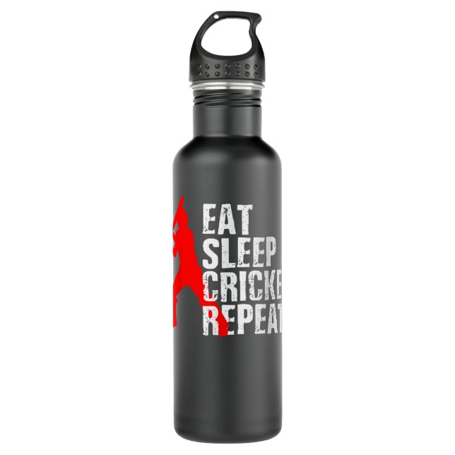 Cricket Player Cool Gift  Stainless Steel Water Bottle (Front)