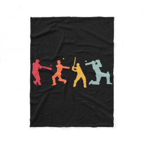 Cricket Player Cricket Sport Vintage Cricket 3  Fleece Blanket