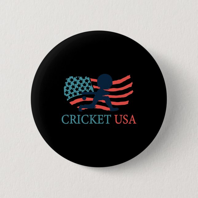 Cricket Player Cricket Usa Team Coach American Fla Button (Front)
