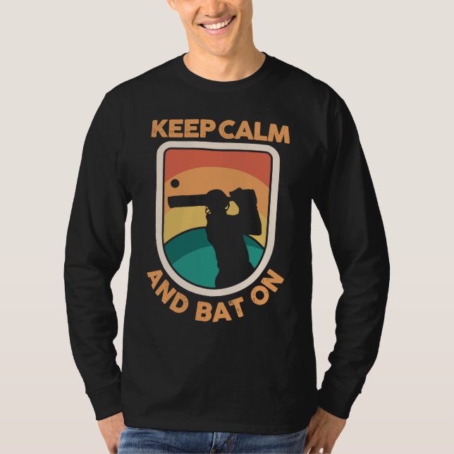 Cricket Player Cricketer Athlete Keep Calm And Bat T-Shirt (Front)
