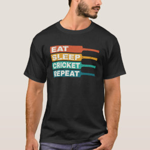 Cricket Player Eat Sleep Cricket Repeat Retro T-Shirt