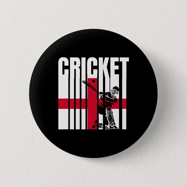 Cricket Player English Flag  Button (Front)