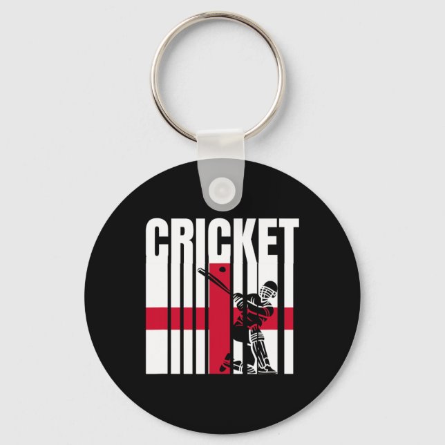 Cricket Player English Flag  Keychain (Front)