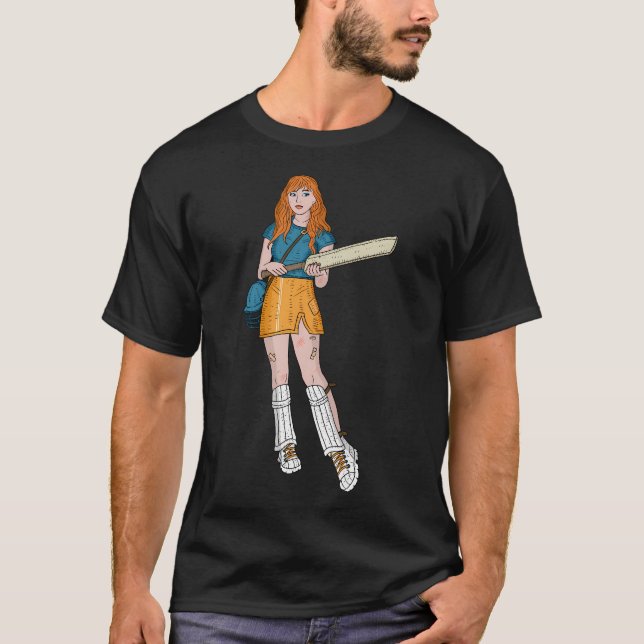 Cricket Player Girl. T-Shirt (Front)