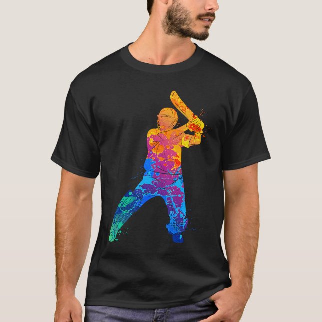 Cricket Player Graphic Sports Crickets T-Shirt (Front)