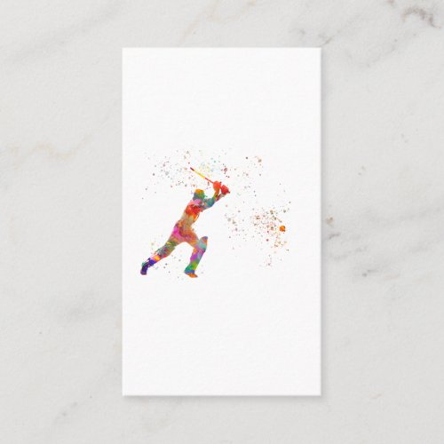Cricket player in watercolor business card