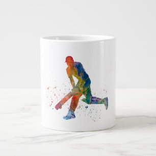 Cricket player in watercolor giant coffee mug
