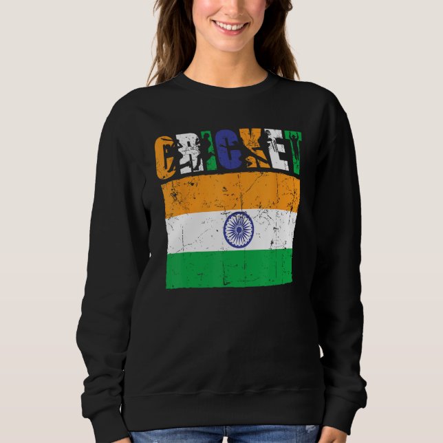 Cricket Player Indian Flag For Youth Boys Kids Sweatshirt (Front)