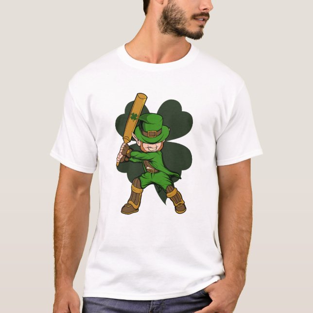 Cricket Player Leprechaun St. Patrick's Day T-Shirt (Front)