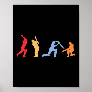 Cricket Player Retro Cricket Silhouette Cricket Sp Poster