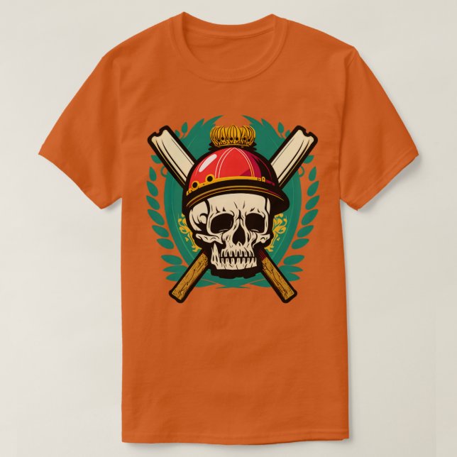 Cricket Player Skull Helmet Bat (1) T-Shirt (Design Front)