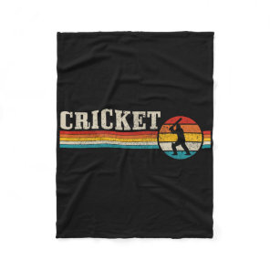 Cricket Player Sports Vintage Retro Cricket  Fleece Blanket