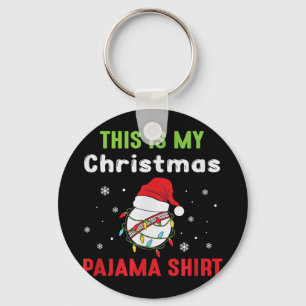 Cricket Player This Is My Christmas Pajama Keychain