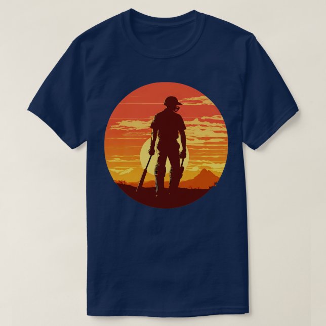 Cricket Player Vintage Retro Cricket (5) T-Shirt (Design Front)
