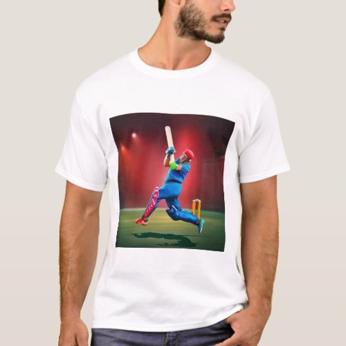 Cricket Player Water Colour Stylish T_Shirt Design