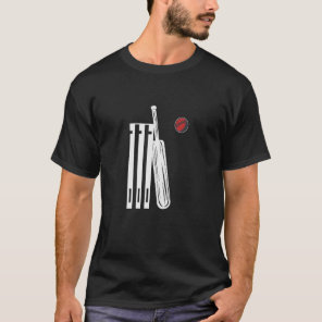 Cricket Player Wicket Bat Ball Cricketer Sports T-Shirt