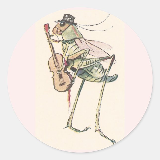 Cricket Playing the Fiddle Classic Round Sticker (Front)