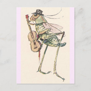 Cricket Playing the Fiddle Postcard