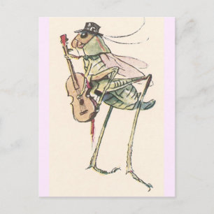 Cricket Playing the Fiddle Postcard