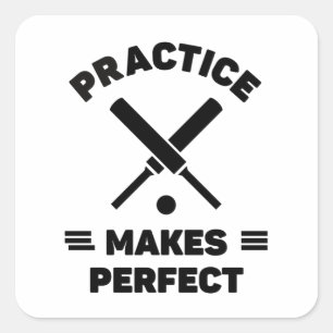 Cricket: Practice makes perfect. Square Sticker