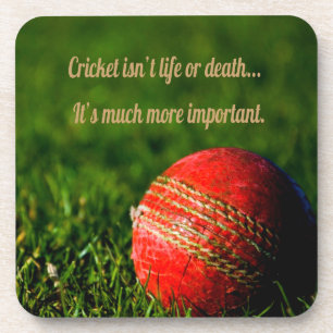 Cricket Red Ball Funny Motivational Beverage Coaster