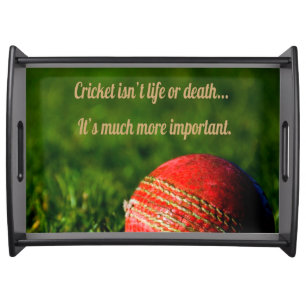Cricket Red Ball Funny Motivational Serving Tray