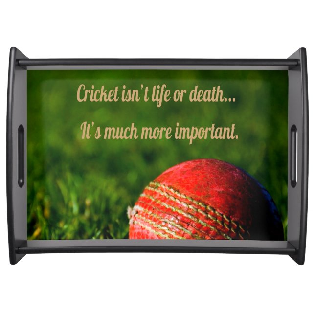 Cricket Red Ball Funny Motivational Serving Tray (Front)