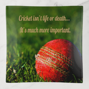 Cricket Red Ball Funny Motivational Trinket Tray