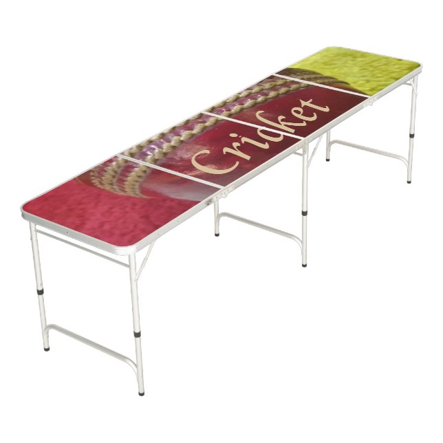 Cricket: Red Hard Ball Art Print Beer Pong Table (Angled)